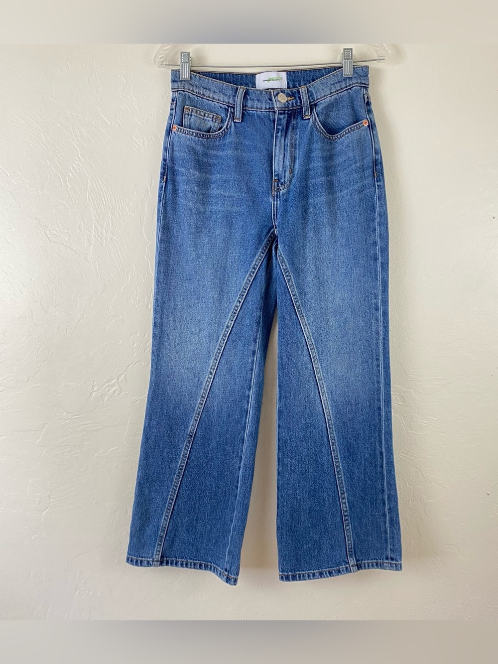 Current Elliot Size 26 Mid Blue Single Button Zipper Wide Leg Cotton Denim Jean